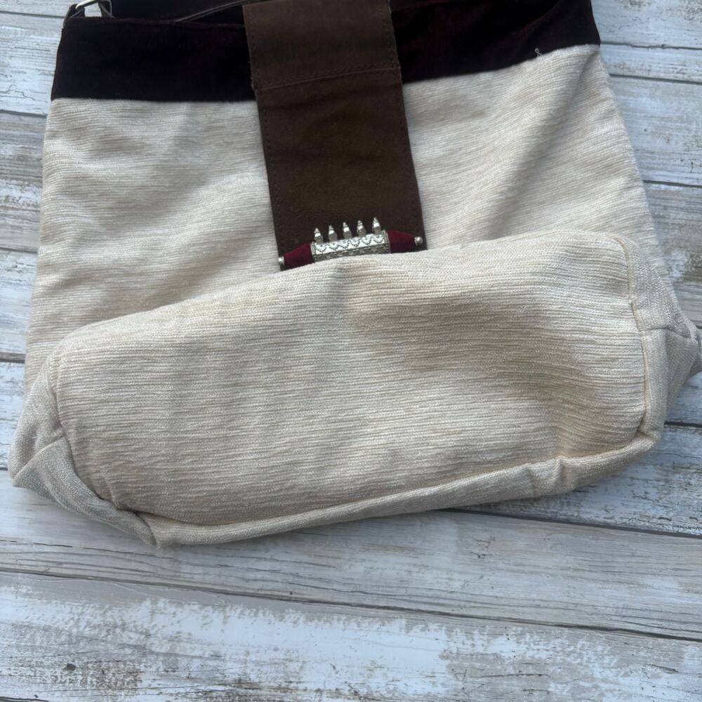 Earthbound Trading Co Purse Afghanistan Inspired Boho Leather Cotton Convertible - Picture 5 of 12